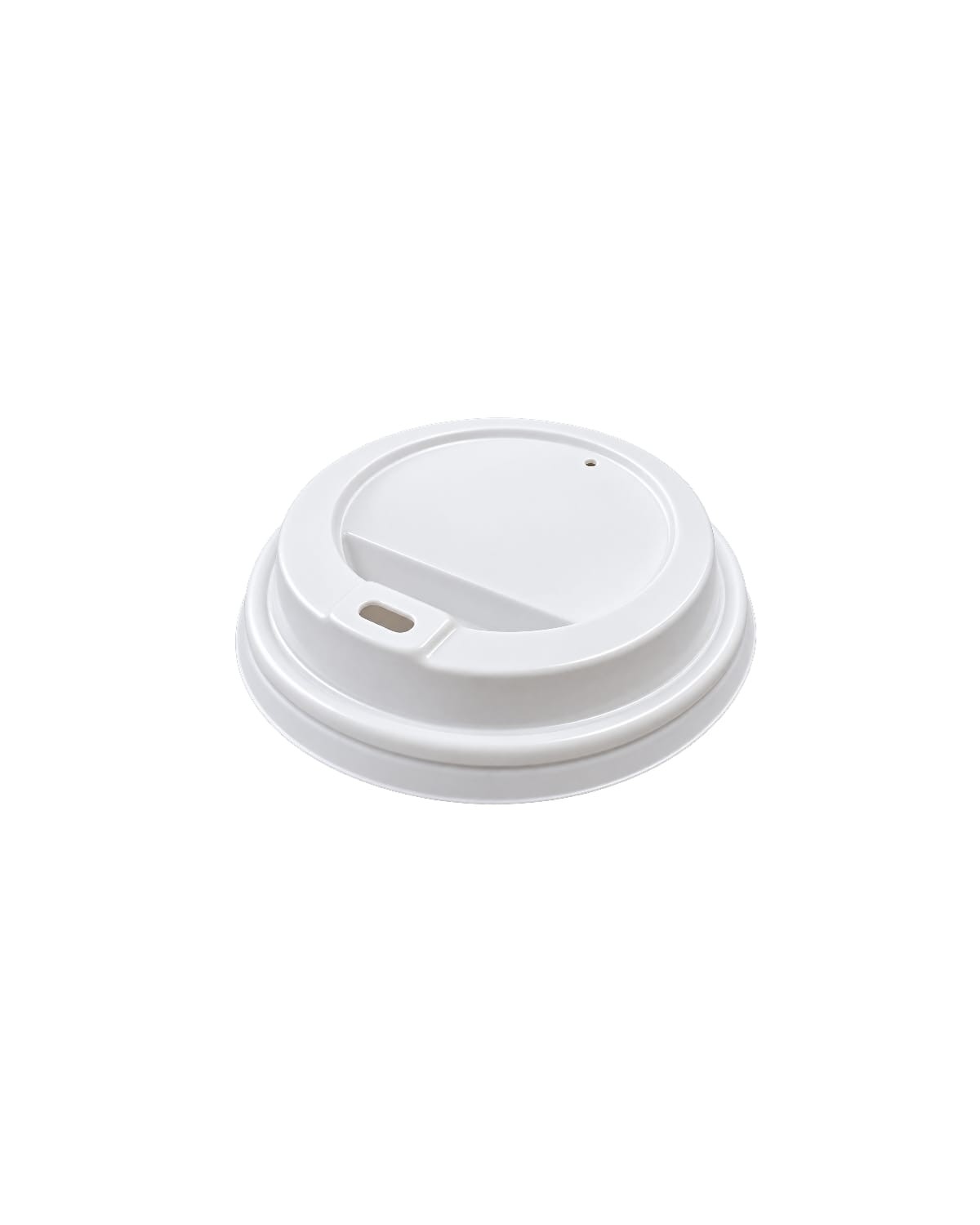 White takeaway beverage cup lid with drinking opening